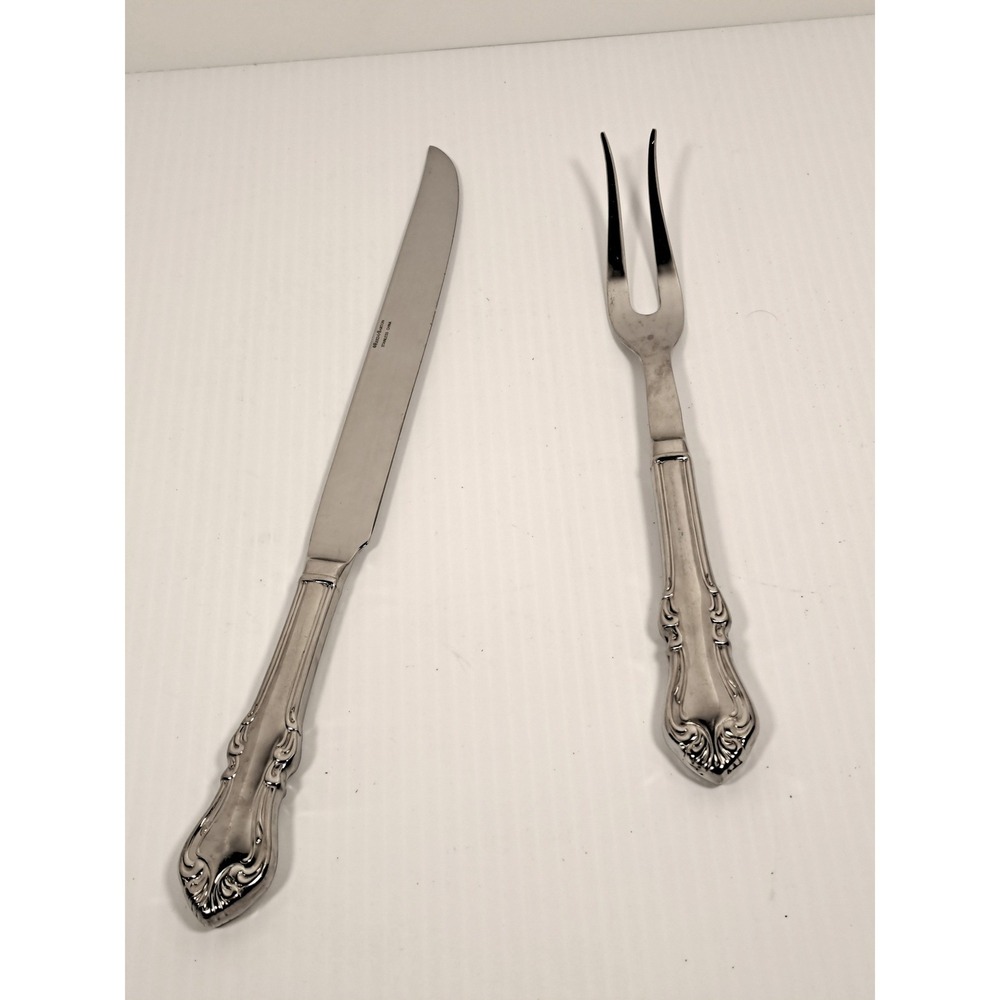 Reed & Barton Shubert 18/10 Stainless Steel Carving‎ Set Knife and Fork Scroll